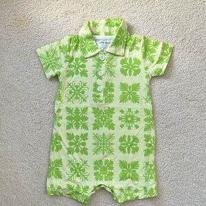 Coco Moon Lime Green Hawaiian Print Baby Romper